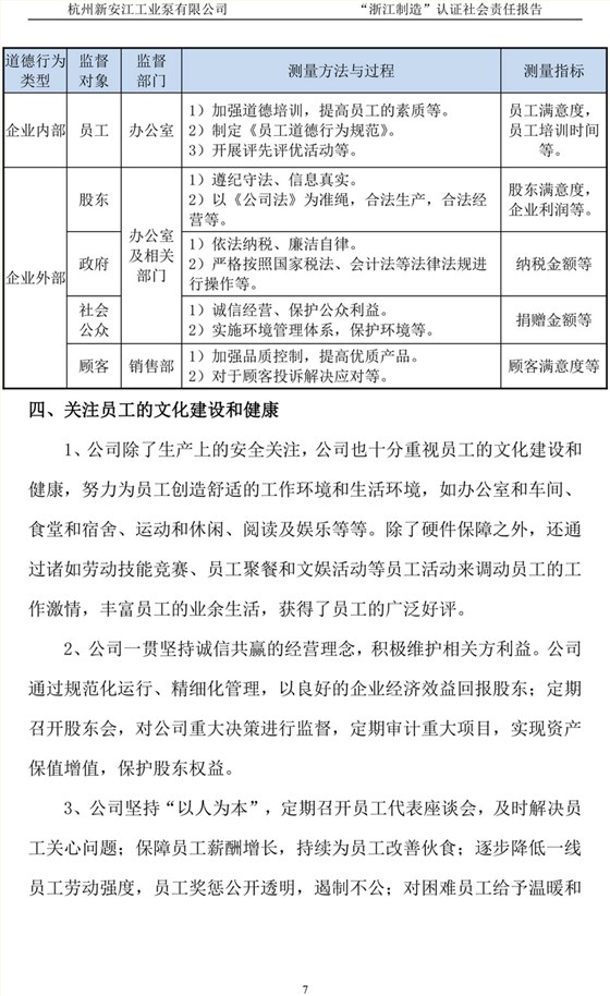 杭州新安江工业泵有限公司社会责任报告-8