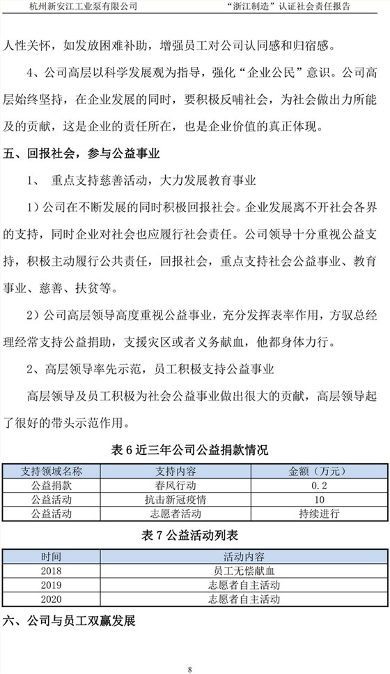 杭州新安江工业泵有限公司社会责任报告-9