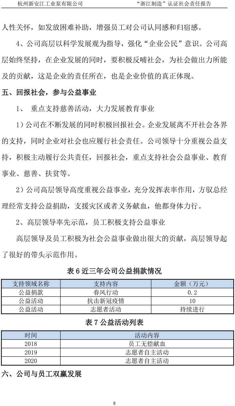 杭州新安江工业泵有限公司社会责任报告-9