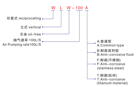 WLW无油立式真空泵-型号说明